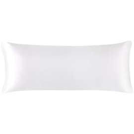 PiccoCasa Satin Body Pillowcase for Hair and Skin, Luxury Silk Satin Long Pillow Cover Smooth Soft Satin Body Pillow Cover with Zipper Closure White 4ft 6