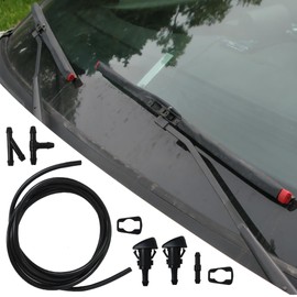 4805742AB Windshield Washer Nozzles w/Gasket,2m Fluid Hose Tube Kit Repl.#5113049AA, 5303833AA for 2009-2010 Dodge RAM 1500 PICKUP by YTXXDEUS