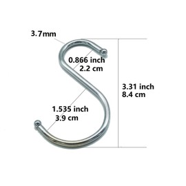 Lysas 20-Pack Round S Shaped Hooks Hangers for Kitchen, Bathroom, Bedroom and Office