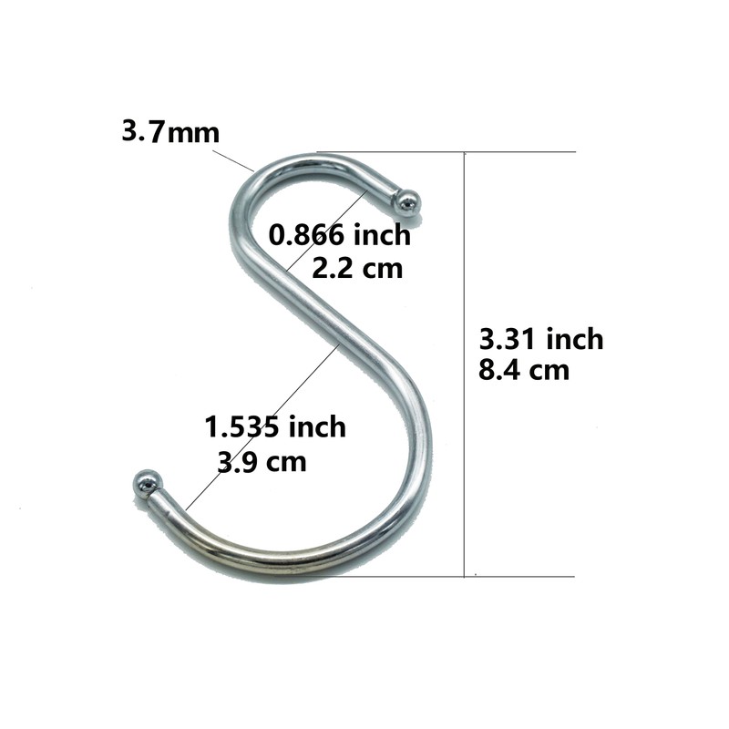 Lysas 20-Pack Round S Shaped Hooks Hangers for Kitchen, Bathroom,