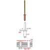 3/16" Diameter Copper Blind Rivet with Brass Mandrel, Dome Head,