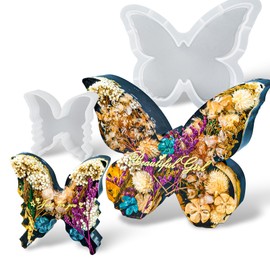 Butterfly Resin Molds Set 5'' Large Ornaments Silicone Epoxy Resin Deep Casting Mold DIY 2 Sizes Butterflies Art Craft Mould for Flower Preservation Bookends Insect Specimen Christmas Home Decorations