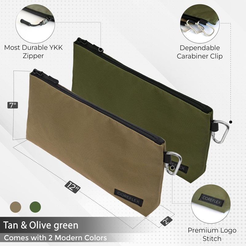 COREFLEX 2 Pack Premium Tool Pouch Zipper Bag with internal