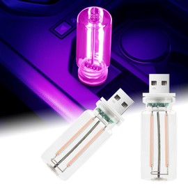 NHHEO 2Pcs Car USB Night Light, Touch Adjustment LED Ambient Lighting Plug in USB Automotive Night Lamps, Mini LED Bulb for Car, Camping, Holiday, Decoration, Bedroom, Party(Purple)