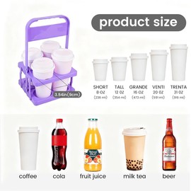 musbus Reusable Drink Carrier with Handle for Doordash, Grubhub, Portable Cup/Coffee Holder Accessories for Delivery, Foldable Drinks Caddy with Tray, Car Durable Plastic Festive Bottle, Vacation