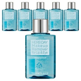 The Face Shop Herb Day Waterproof Lip & Eye Makeup Remover, 130ml, 6 pcs / 더페이스샵 허브데이 워터프루프 립 앤 아이 메이크업 리무버, 130ml, 6개
