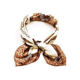 uxcell K46 Ladies Chain Novelty Prints Square Shape Wrap Kerchief Beige