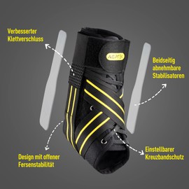 AGPTEK Ankle Brace Left / Right, Adjustable Ankle Brace Ankle Foot Bandage with PE Board Strong Stabilisation Breathable Ankle Support with Cross Bandage for Men and Women (M)