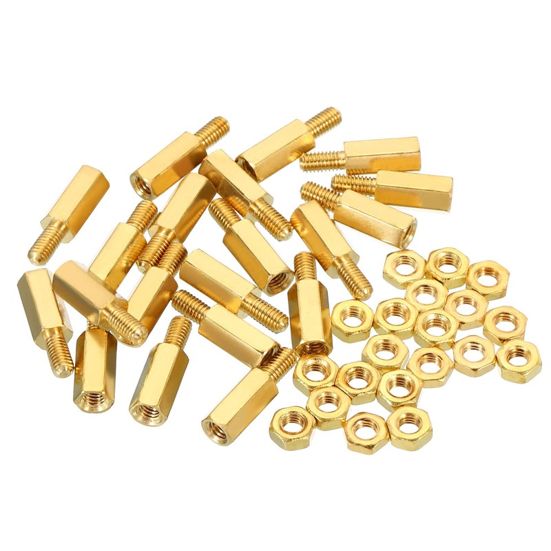 PATIKIL 10mm+6mm M3 Standoff Screws, 40 Pack Brass Hex PCB