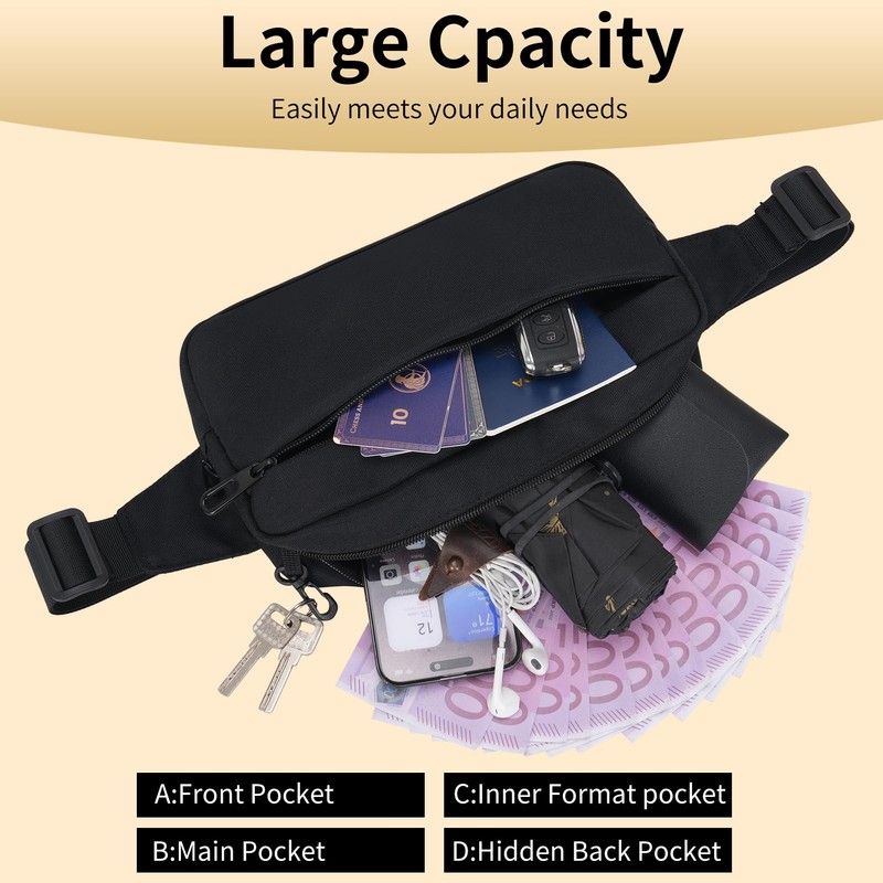 Bum Bag Fanny Pack Men Women Large Capacity,Waterproof Bumbags with