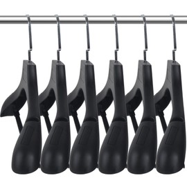 DEDU Suit Hangers for Men 30 Pack Width 17.7", Black Coat Hangers no Shoulder Bump Non Slip for Thick Sweaters, Plastic Extra Wide Shoulder with Pants Bar & Metal Hook