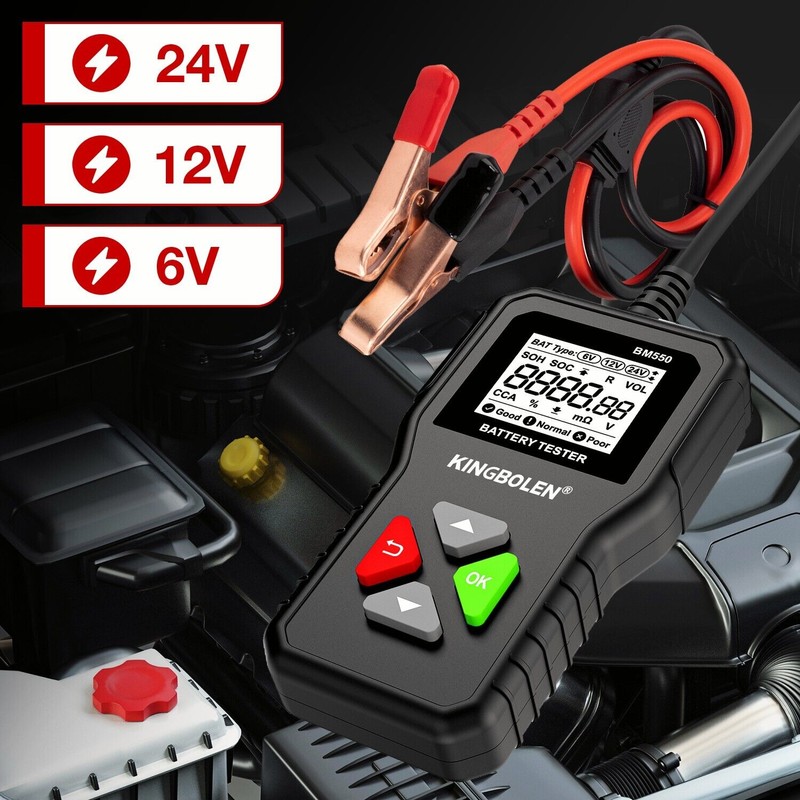 KINGBOLEN Car Battery Tester 6v~24v Truck Battery Test Charging Cranking
