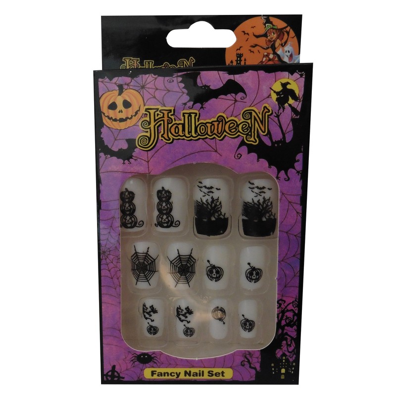 12 Halloween Themed Fake Nails with Glue (HN3)