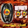 LED ZEPPELIN JOHN PAUL LOGO SET OF TWO EARINGS LEATHER
