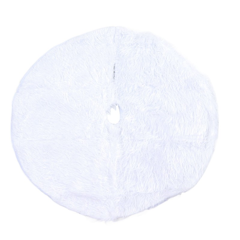 35.4in Christmas Tree Skirt White Fine Workmanship Soft Thick Fluffy
