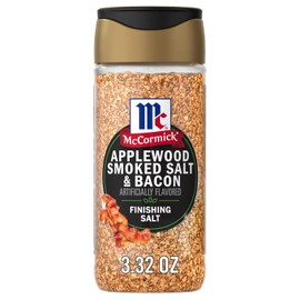 McCormick Finishing Salt, Applewood Smoked Salt & Bacon, Salt Blend, Smoky & Savory Bacon Flavor, For Burgers, Potatoes & Creamy Dips, No Colors from Artificial Sources, 3.32 oz