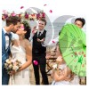 Grupo Carnavallia Sombrilla China Verde Madera Tela Bambú Boda Recuerdo