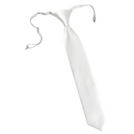 TigerTie Designer Security Safety Tie Plain Pre-tied with Elastic Band, White