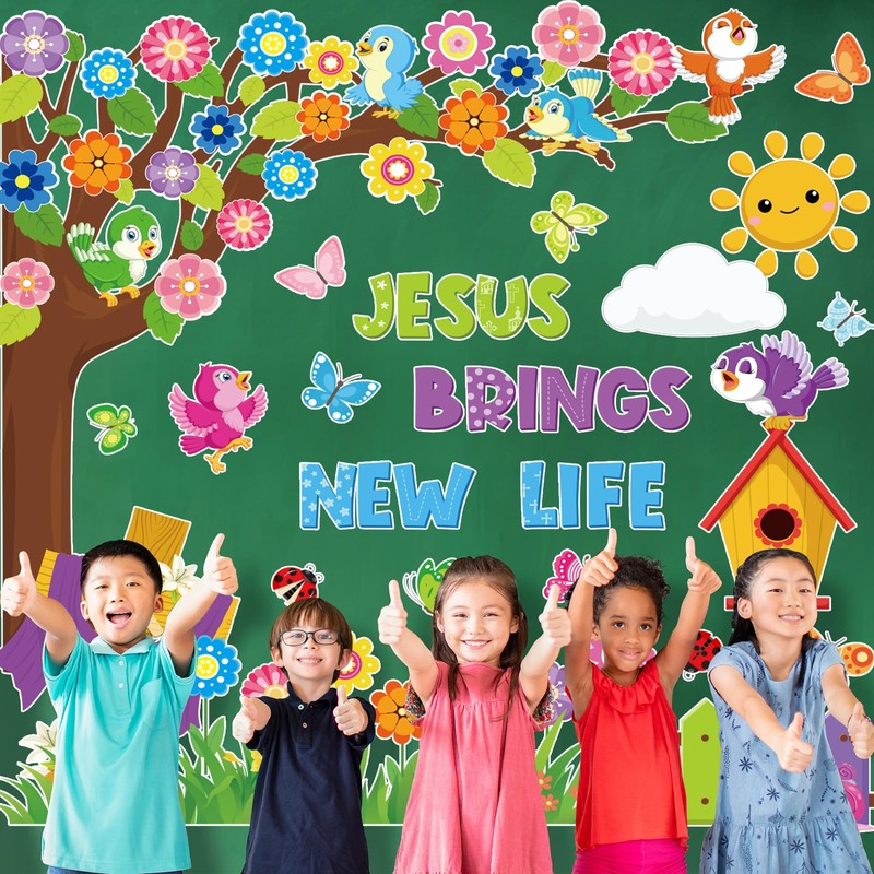 Pajean 112 Pcs Christian Spring Bulletin Board Decorations Classroom Religious