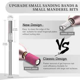 Bandas de Lijado Pequeñas para Taladro de Uñas, 100 piezas Mini Bandas de Grano Fino 180 Bandas de Lijado de Lima de Uñas con 2 piezas Mejoradas de Br