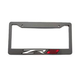 1PC Carbon Fiber ZR2 License Plate Frame Tag Cover Holder Mount for Chevy Silverado Sierra