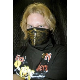 EGOLOGICS GOLD FOIL HALF SKULL MASK BLACK PREMIUM BANDANA FACE CHOLO SNOW BIKER RAVE SCARF