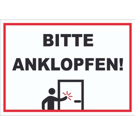 Sign "Bitte anklopfen waagerecht waagerecht" A6 Back
