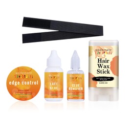 Lace Front Wig Glue Kit for Wigs Waterproof & Strong Hold Wig Glue Tape in Extension Remover Fast Acting Wig Installation Kit Hair Wax Stick Edge Control Wax for Poly Hairpieces, Toupee Systems