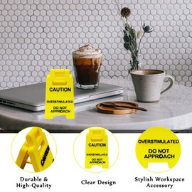 Caution Overstimulated Desk Sign Do not Approach Sign Funny Office Desk Decor Signage Accessories Humor Novelty Office Decor Mini Busy Warning Mark Gag Gift for Colleagues Employee Teammate Boss