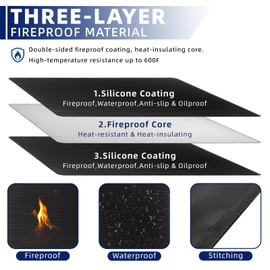 GEITOO 48 x 30 inch Under Grill Mats for Outdoor Grill, Reusable Anti-Slip Fireproof Deck and Patio Protector Mat, Waterproof & Oil-Proof BBQ Mat Fire Pit & Fireplace Mat for Outdoor Deck Home