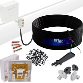 1STec 40m DIY BT Openreach Phone/ADSL Fibre Broadband Kit with Solid Core Twisted Pair Cable + Plug + 2/3a Surface Mount Wall Box + Grommets + Clips + Screws + Instructions (40 Metre, Black)