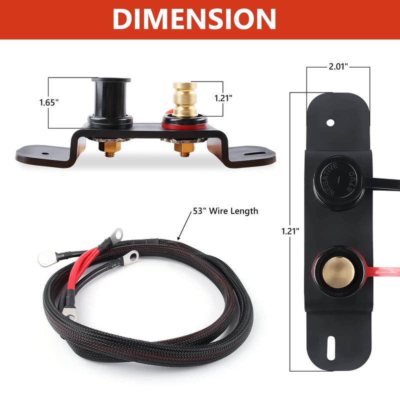 Knoweasy Heavy-Duty Battery Relocation Kit with Remote Terminal Posts, Bracket