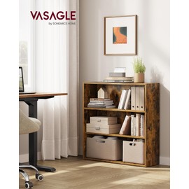 VASAGLE Set of 2 Bookshelves, 31.5 Inches Wide, 3-Tier Open Bookcases with Adjustable Storage Shelves, Floor Standing Units, Rustic Brown ULBC173X01-2