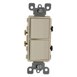 Leviton 20 Amp, 120/277 Volt, Decora Single-Pole/Single-Pole AC Combination Switch, Commercial Grade, Grounding, 5627-T, Light Almond