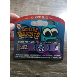 Beware Bandits ASTHMA Medical Alert Bracelet - Emergency Wrist Band NEW Purple
