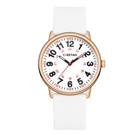 CHEETAH Watches for Men Women Nurse Medical Professionals, Students with Luminous Easy Read Dial in White, Second Hand 24 Hour, Waterproof Silicone Band in White
