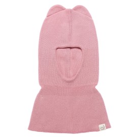 KNITAS Slip-On Hat Scarf Hats Made of Cotton for Baby Children I Winter Warm Knitted Balaclava for Boys and Girls 3-12 Months I Double Layer Hat, pink
