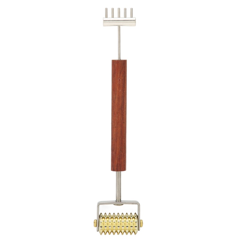 Face Massage Roller Copper Wooden Handle Promote Blood Circulation Double
