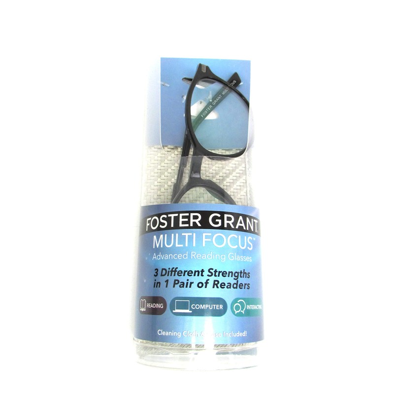 Foster Grant McKay Multifocus Round Reading Glasses Black (Black, 1.50)