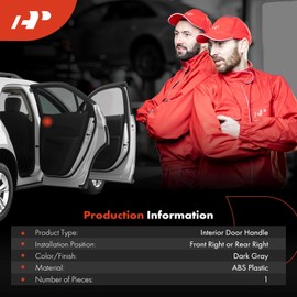 A-Premium Front or Rear Right Passenger Side Interior Door Handle Compatible with Kia Sportage 1995-2001, Dark Gray, Replace# 0K018-5833096, 0K0185833096