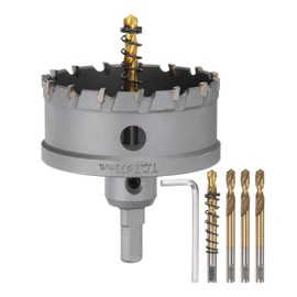 sourcing map Carbide Hole Saw Kit 73mm (2-7/8") Metal Hole Cutter Set with 5pcs Center Drill Bits Springs 1pcs Wrench for Stainless Steel Copper Iron Aluminum