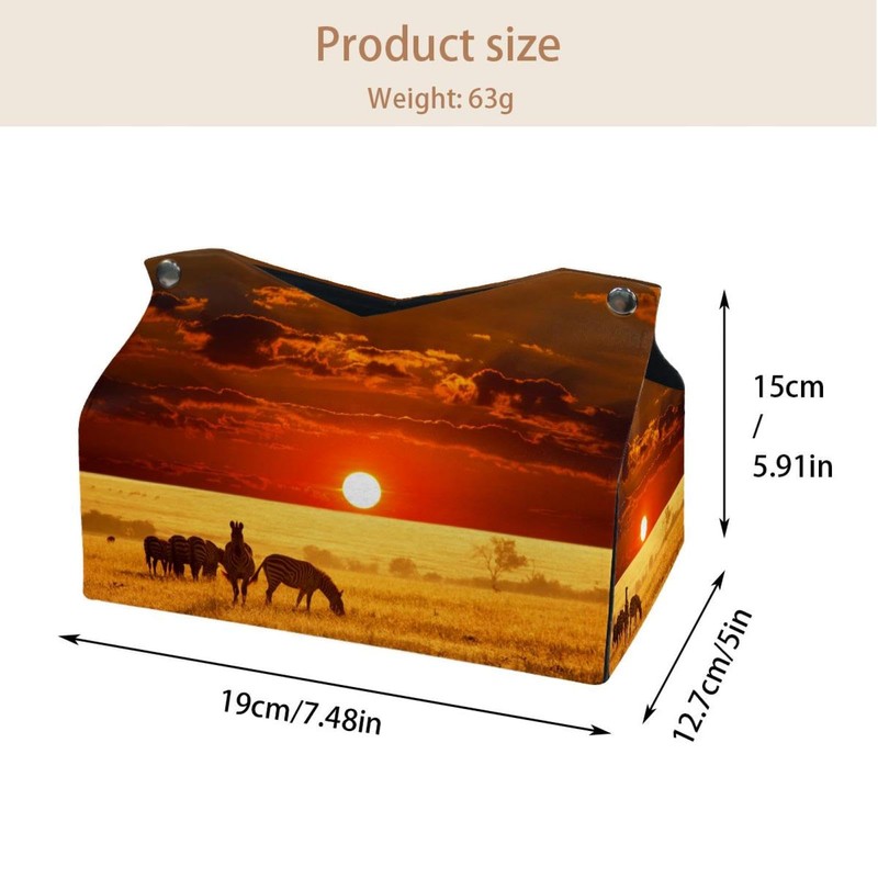 2 Pack Tissue Box Cover Holder, Air Balloons Rectangle Leather