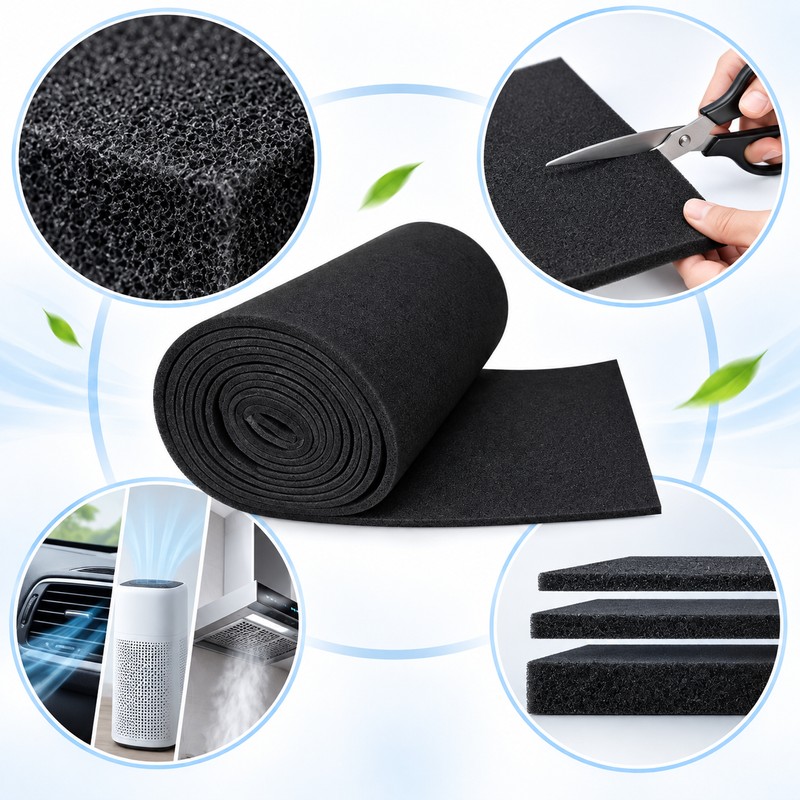Activated Carbon Foam Filter Sheet 1m × 1m – 3mm,