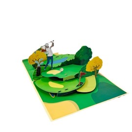 GEHENFRUCHT 3D Pop Up Card Golf, Green Greeting Card with Envelope, 3D Birthday Card for Golfer, 3D Greeting Card for Golfers for Birthday (3D Golf)