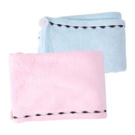 MERRYHAPY 2pcs Quick Dry Hair Towels Lace Trim Soft Water Absorbent for All Hair Types for Bath Shower and Makeup