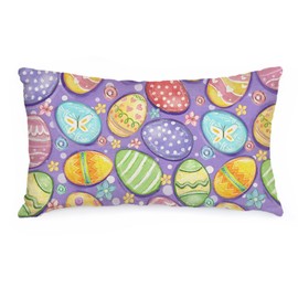 AACORS Easter Pillow Cover 12x20 Inch Watercolor Eggs Decorative Pillow Case Holiday Party Decorations for Home Sofa Couch (Purple) AA686-12