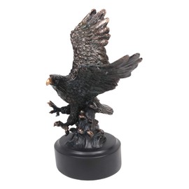 Ebros USA Patriotic Majestic Bald Eagle Braving The Ocean Waves Statue in Bronze Electroplated Resin Finish Figurine with Trophy Base Eagles American Emblem