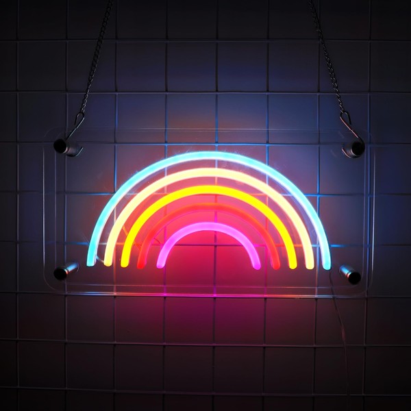 ENUOLI Rainbow Neon Sign, Rainbow Led Wall Signs USB Powered
