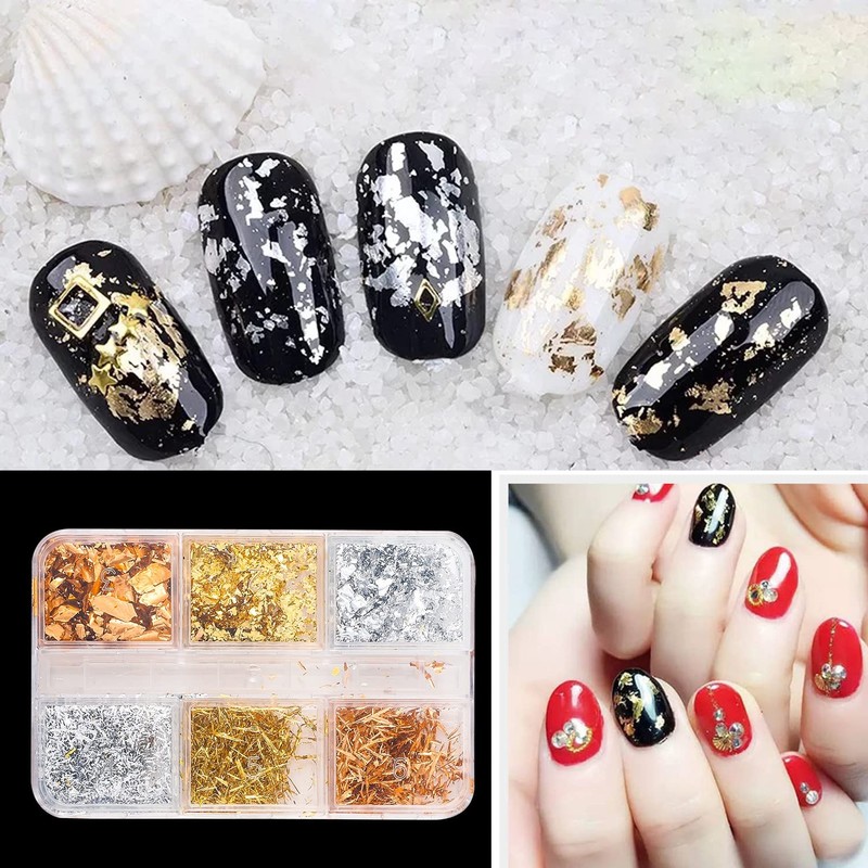 3 Boxes Gold Leaf Nail Art Gold Foil Nails Set