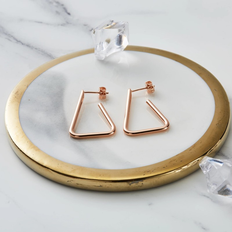 Philip Jones Rose Gold Plated Triangle Hoop Earrings